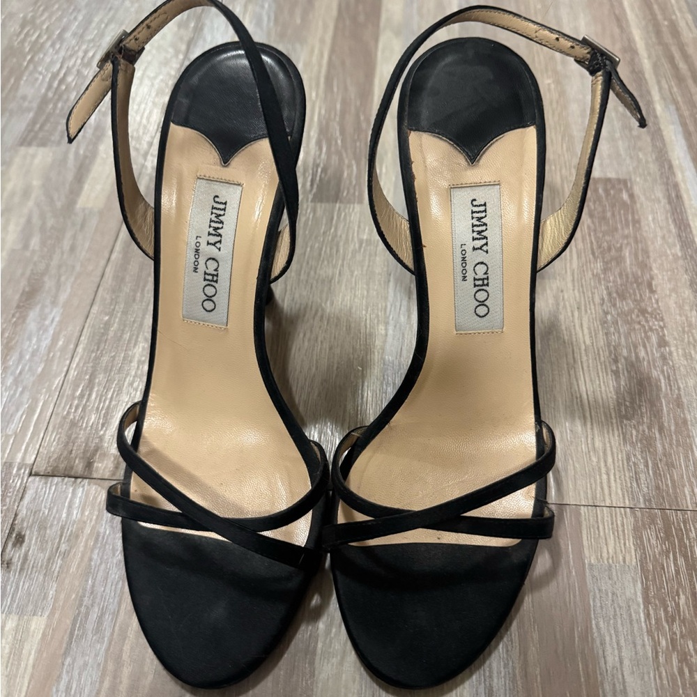 Jimmy Choo Black Strappy High-Heel Sandals